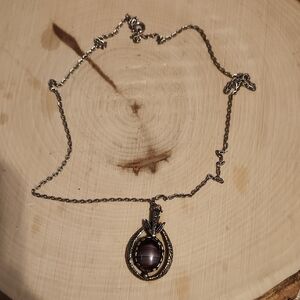 Miracle Purple Stone Silver Tone Necklace